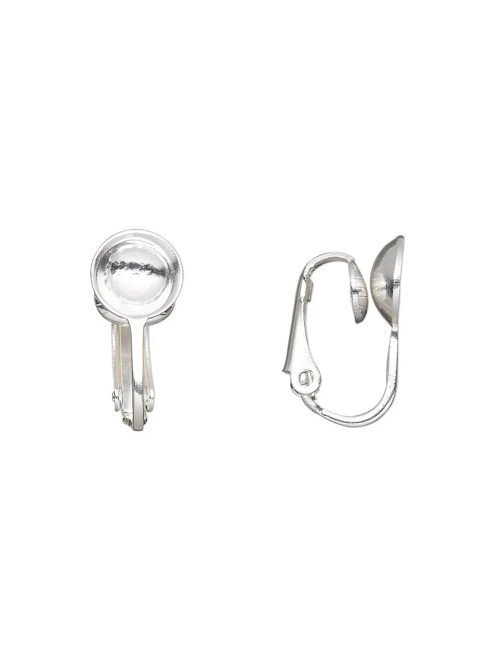 Silver Plated Round 8mm Cup Setting Clip On Earclip Earring Findings 10 pcs